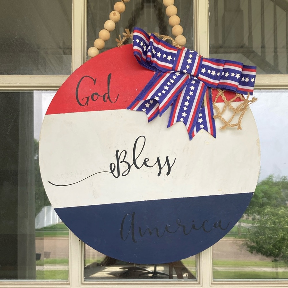 God bless America door hanger, Fourth of July door, decor, patriotic door hanger